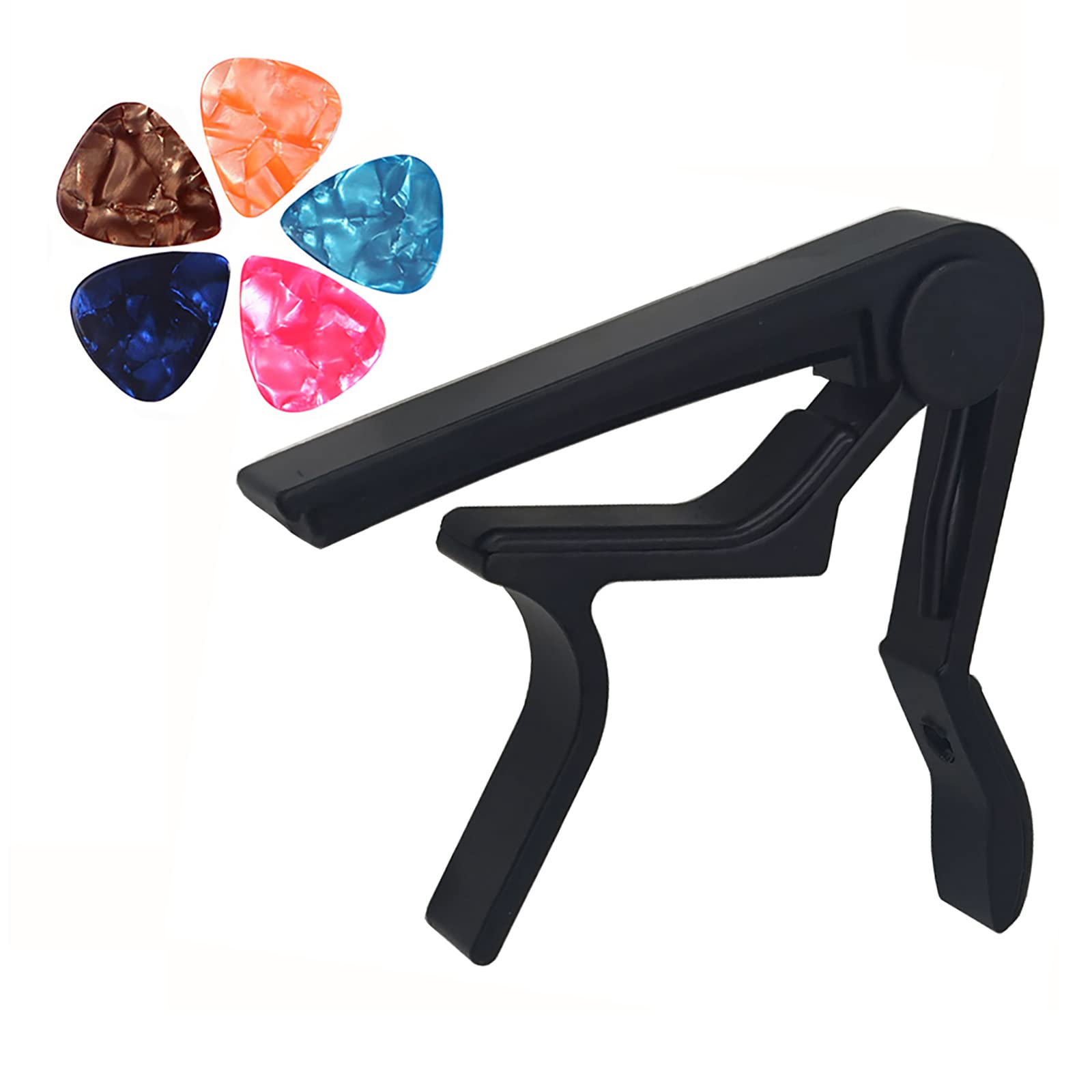 Quick Release Guitar Capo for Acoustic & Electric Guitars - 2 Free Picks Included (Black) | Perfect for Live Performances, Studio Recording & Practice Sessions