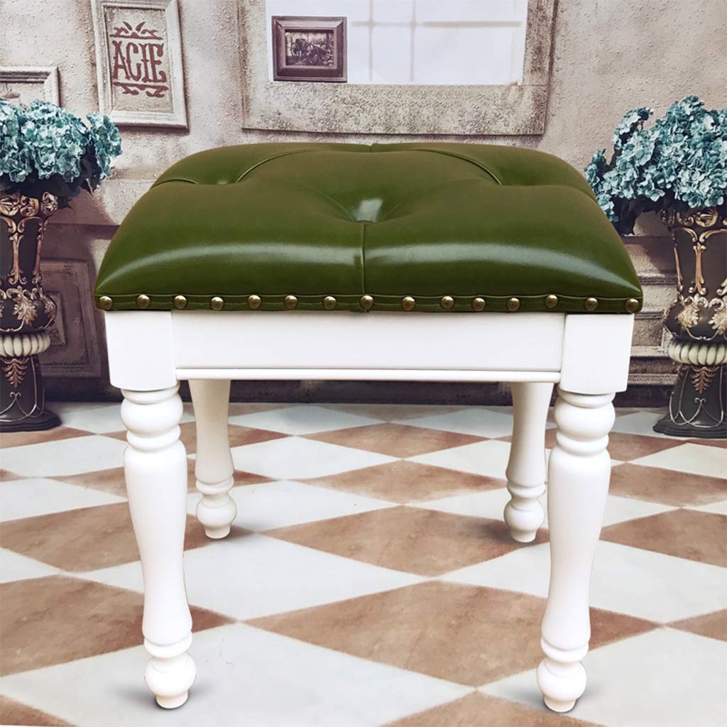 Green Vanity Bench Stool - 40x30x45cm Multi-Purpose Seat for Bedroom, Porch, Shoe Changing & Piano - Durable Home Decor Accent for Small Spaces
