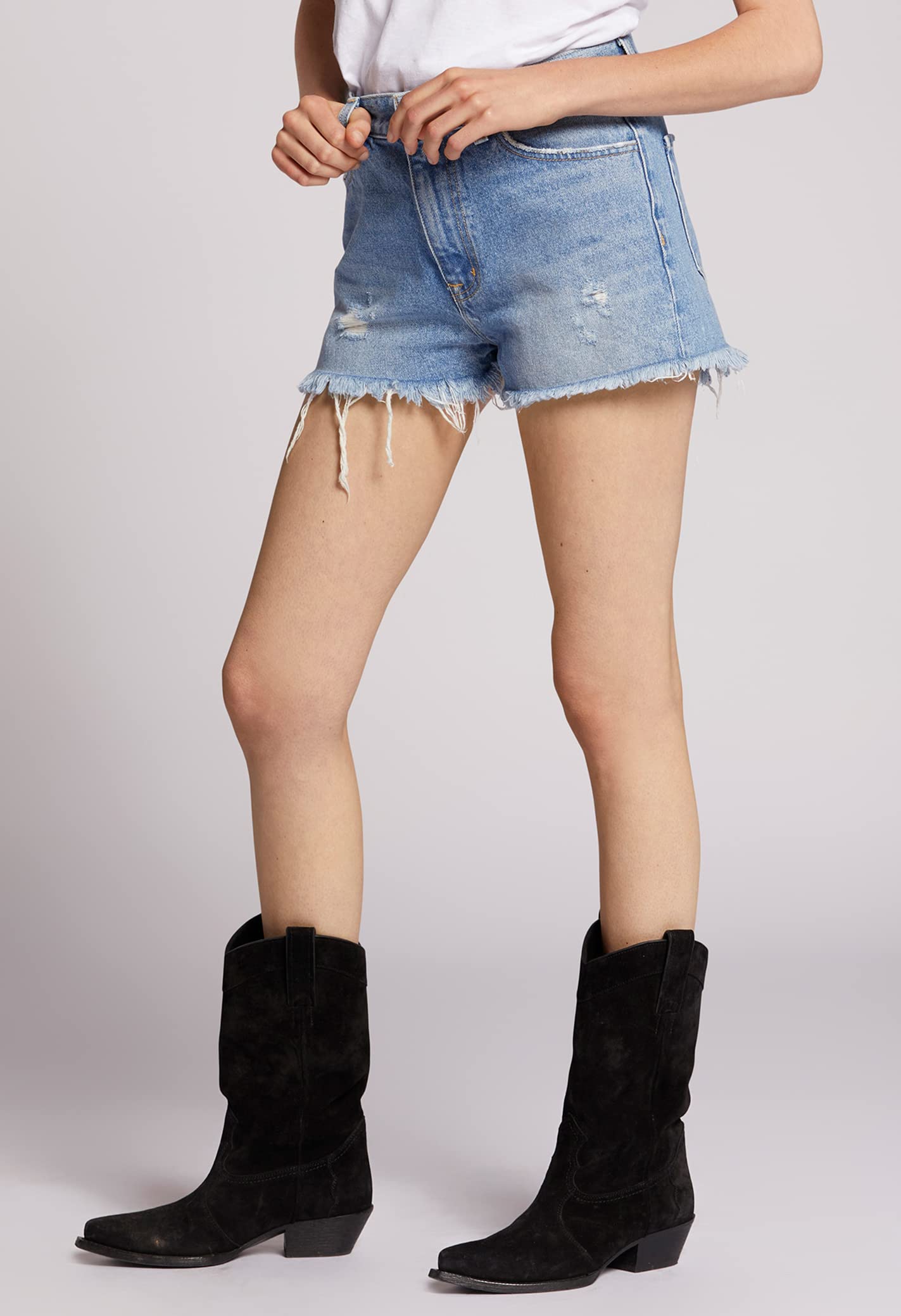 Current/Elliott Women's The Escapade Jean Shorts - Distressed Denim High Waist Summer Shorts for Women | Casual Wear, Beach Outfits & Street Style Fashion