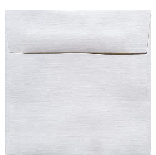 Premium 7x7 Inch Square Linen Envelopes - Solar White Classic Finish - 80 lb Text Weight - Pack of 250 - Perfect for Wedding Invitations, Greeting Cards & Business Stationery