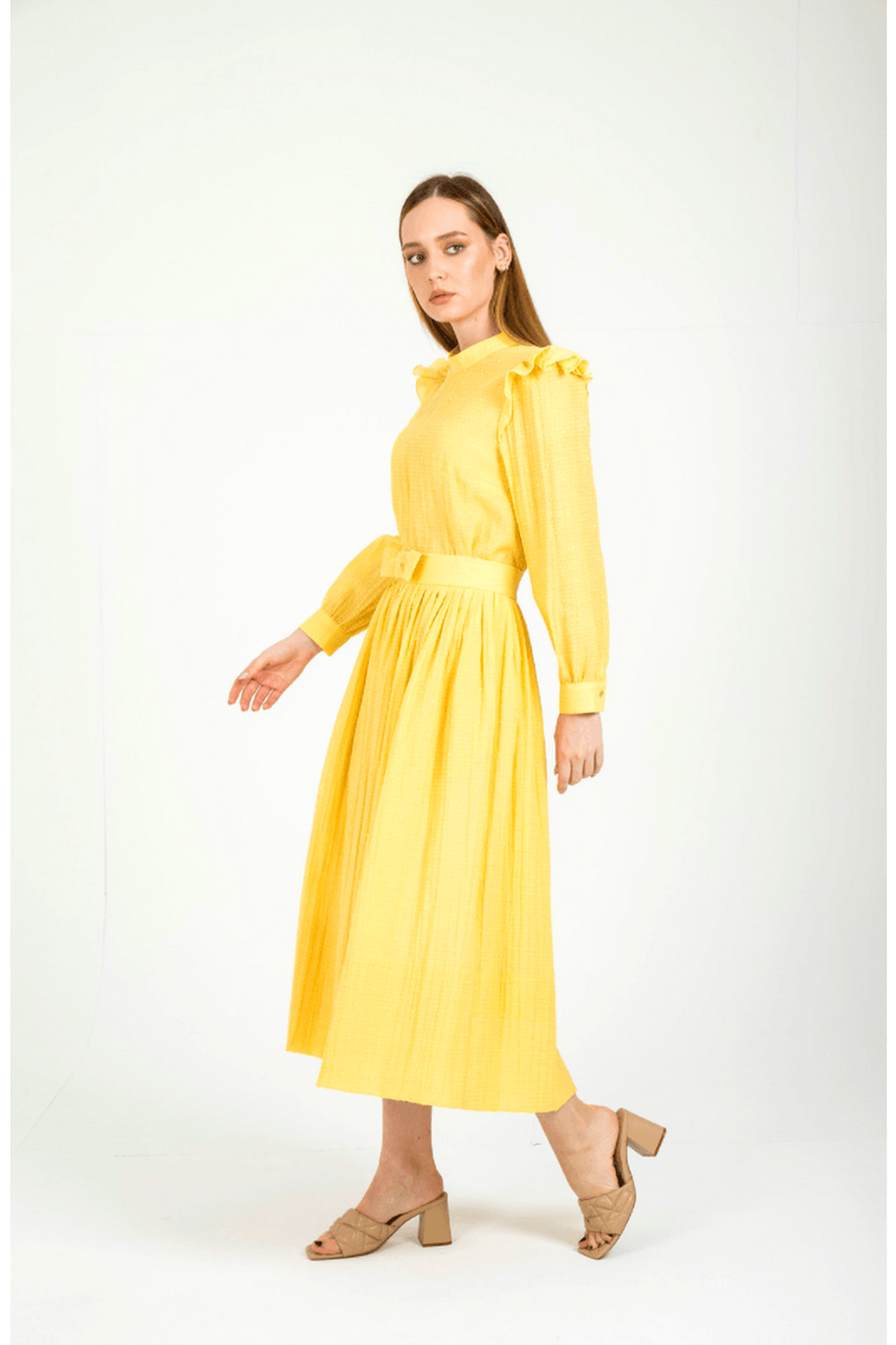 Ruya Yellow Ruffled Picnic Dress - Flowy Summer Sundress for Outdoor Gatherings, Beach Trips & Brunch Dates
