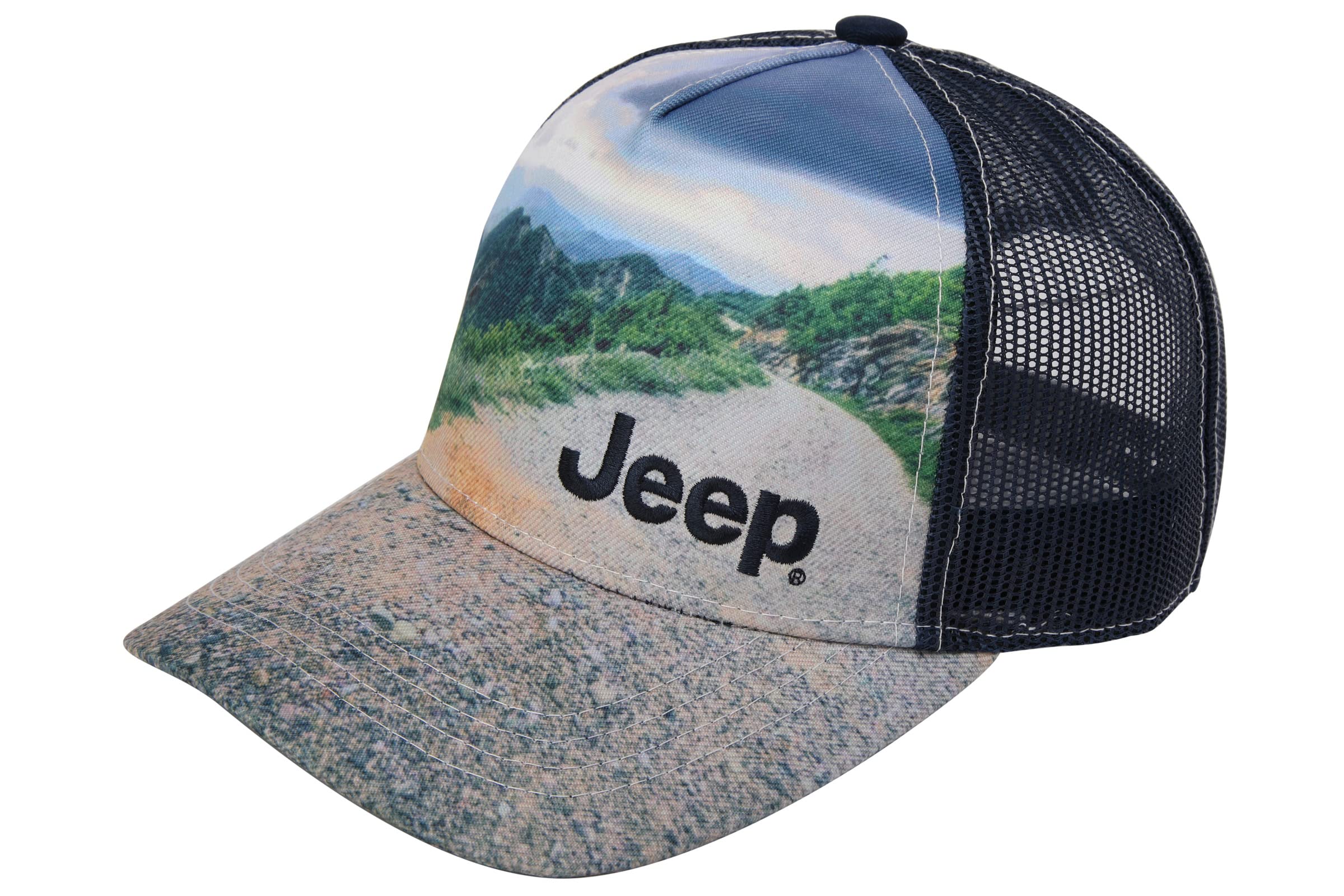 Jeep Premium Trail Scenery View Hat for Men & Women - Navy Blue Outdoor Adventure Cap for Hiking, Camping & Travel Accessories