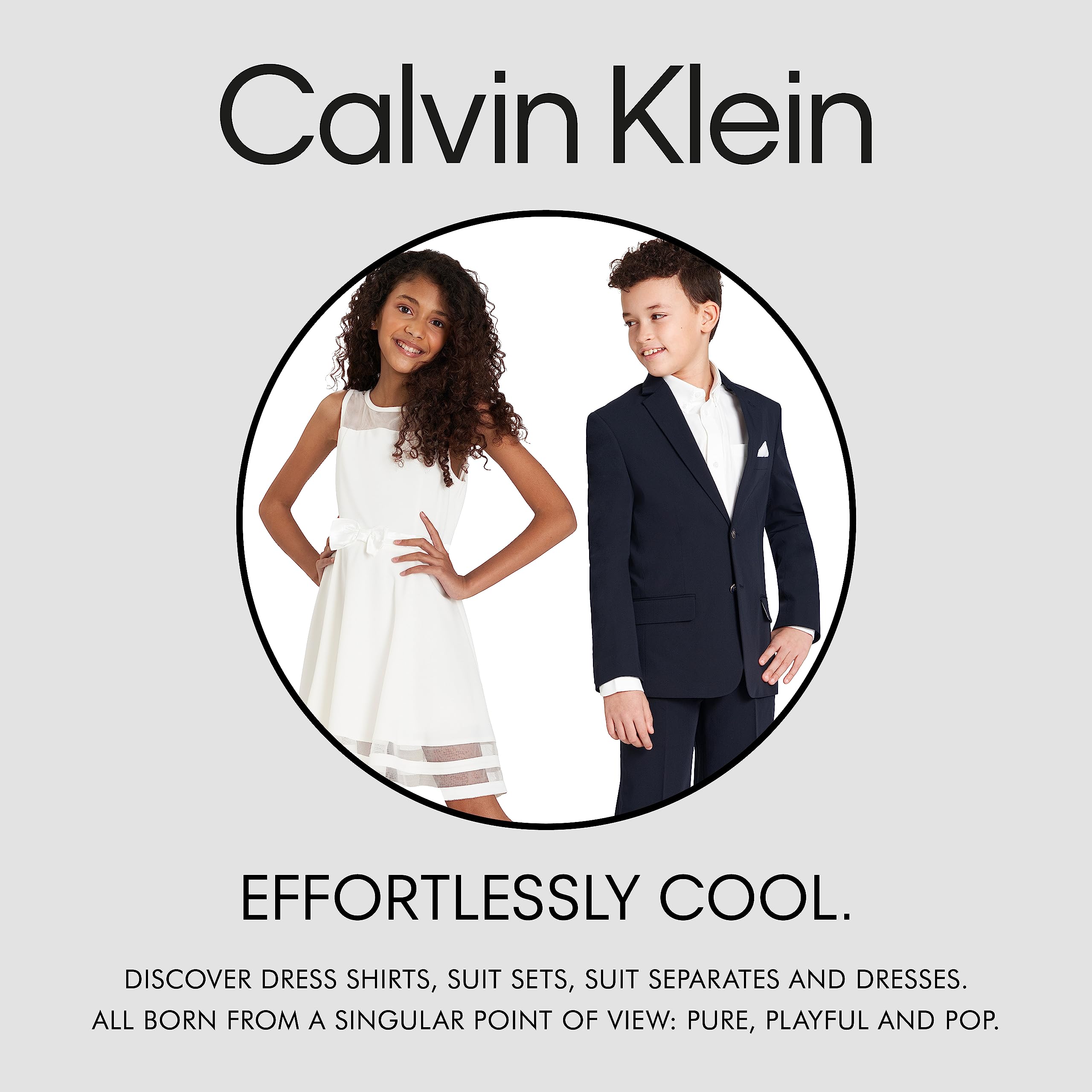 Calvin Klein Boys' 2-Piece Formal Tuxedo Suit Set with Jacket & Dress Pants | Satin Trim Detailing & Functional Pockets | Perfect for Weddings, Prom & Special Occasions