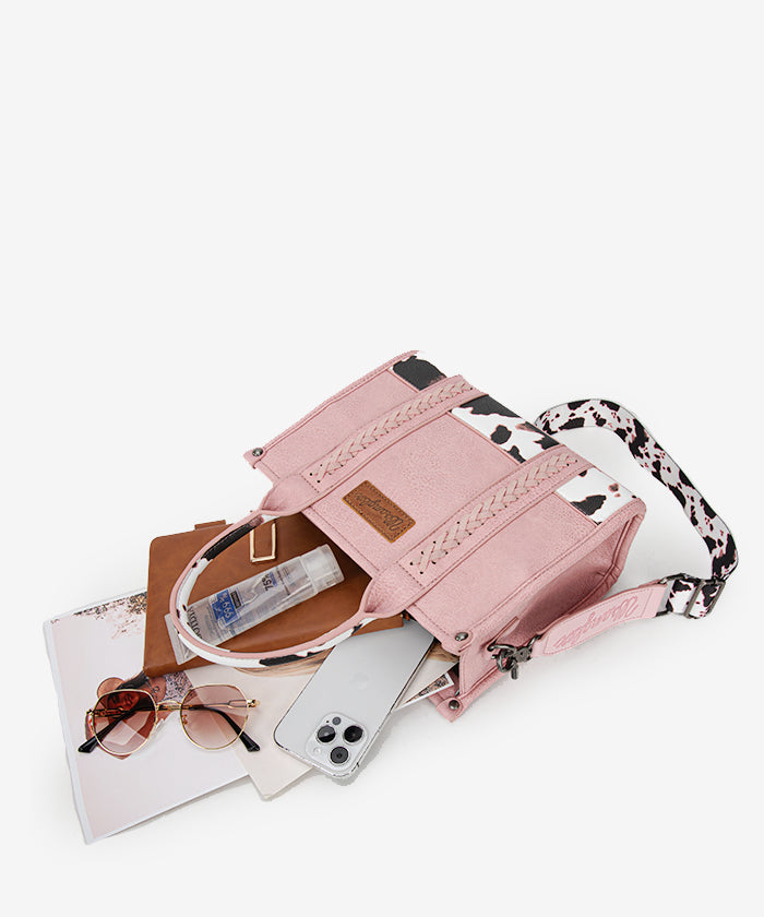 Wrangler Cow Print Crossbody Tote Bag for Women - Stylish Western Handbag for Everyday Use, Shopping & Travel