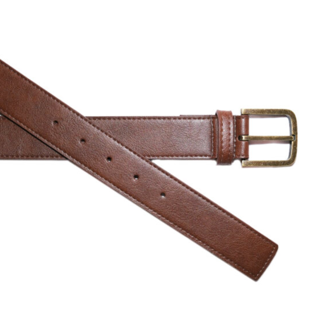 Premium Cognac Leather Belt with Gold Buckle - Classic Brown Dress Belt for Men | Perfect for Office, Formal Events & Business Attire
