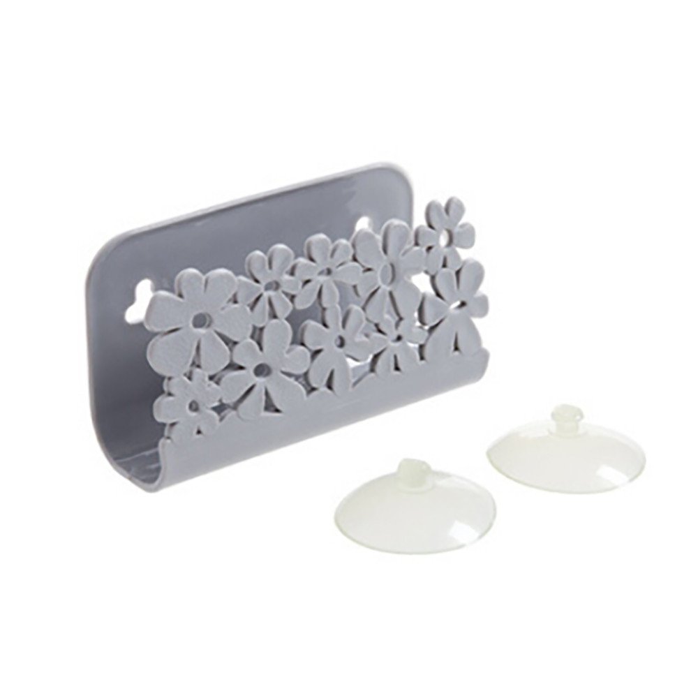 Jchen Detachable Plastic Sponge Holder for Kitchen Sink - Organize Sponges, Scrubbers & Dish Brushes | Space-Saving Gray Sink Basket | Perfect for Kitchen Organization & Cleaning Accessories Storage