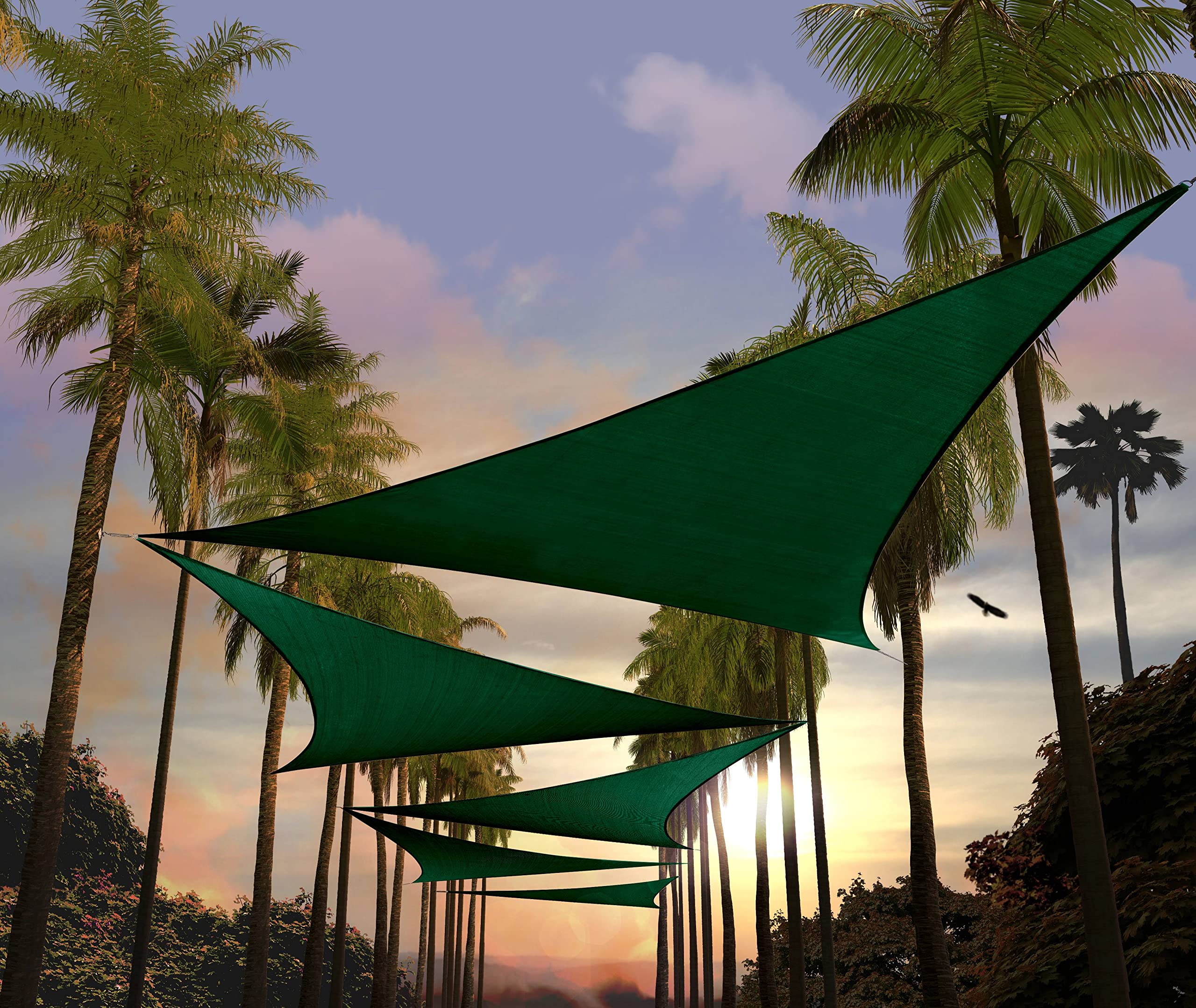 Custom 20' x 20' x 20' Green Triangle Sun Shade Sail - 95% UV Block, Water & Air Permeable Canopy Awning for Patio, Garden, Pool & Backyard - Commercial & Residential Use (Custom Sizes Available)