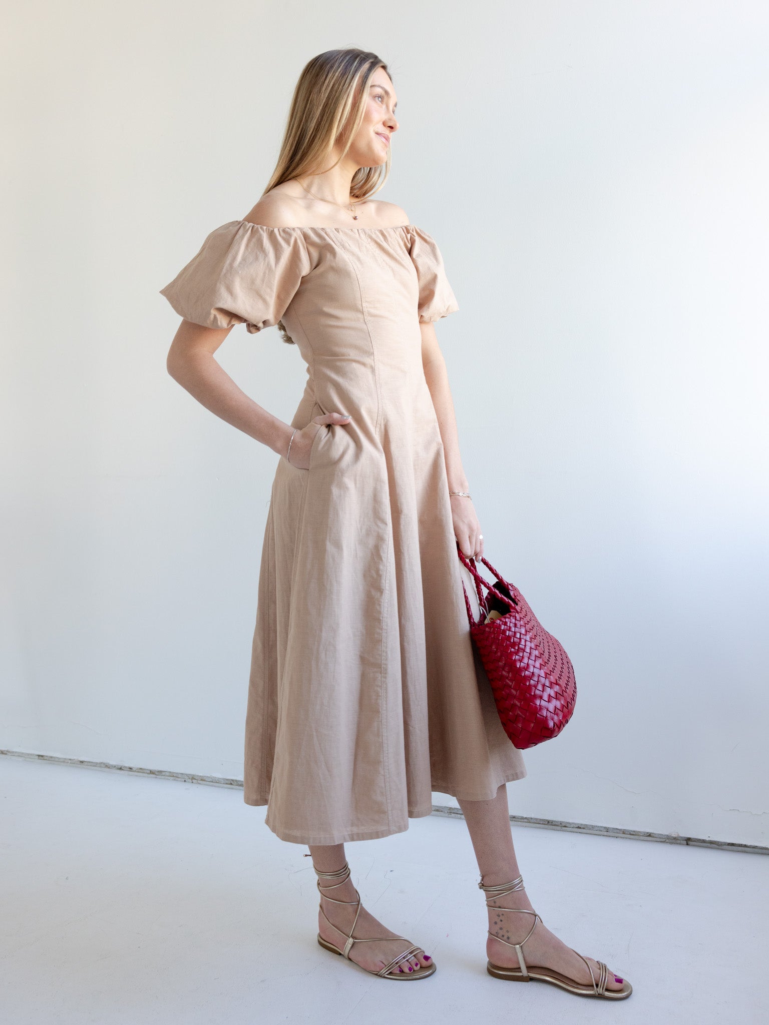 Agnes Midi Dress for Women - Elegant Flowy Summer Dress with Pockets | Perfect for Casual Outings, Date Nights & Beach Vacations