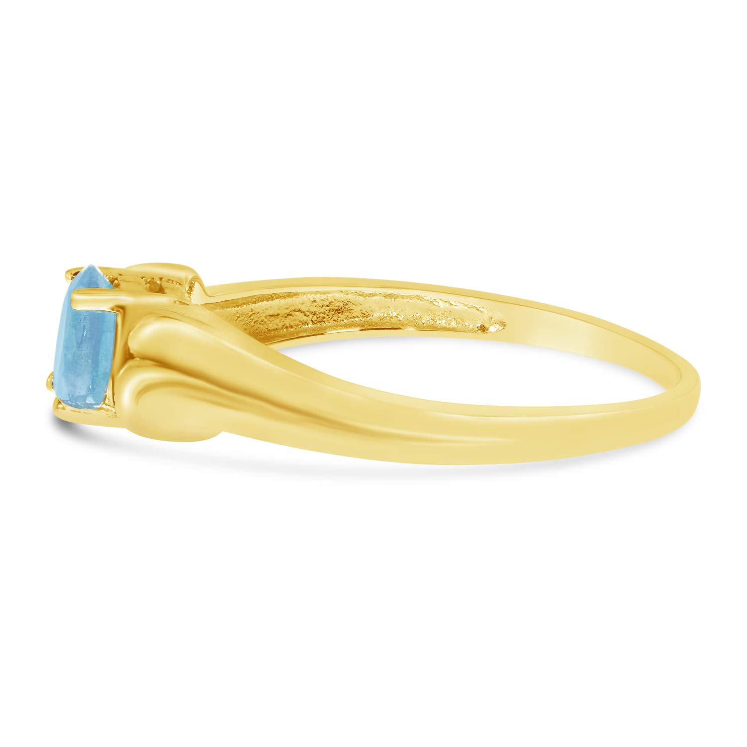 14K Yellow Gold Oval Aquamarine Ring for Women - March Birthstone Jewelry - Elegant Engagement, Wedding, Anniversary Gift for Her - Perfect for Everyday Wear & Special Occasions