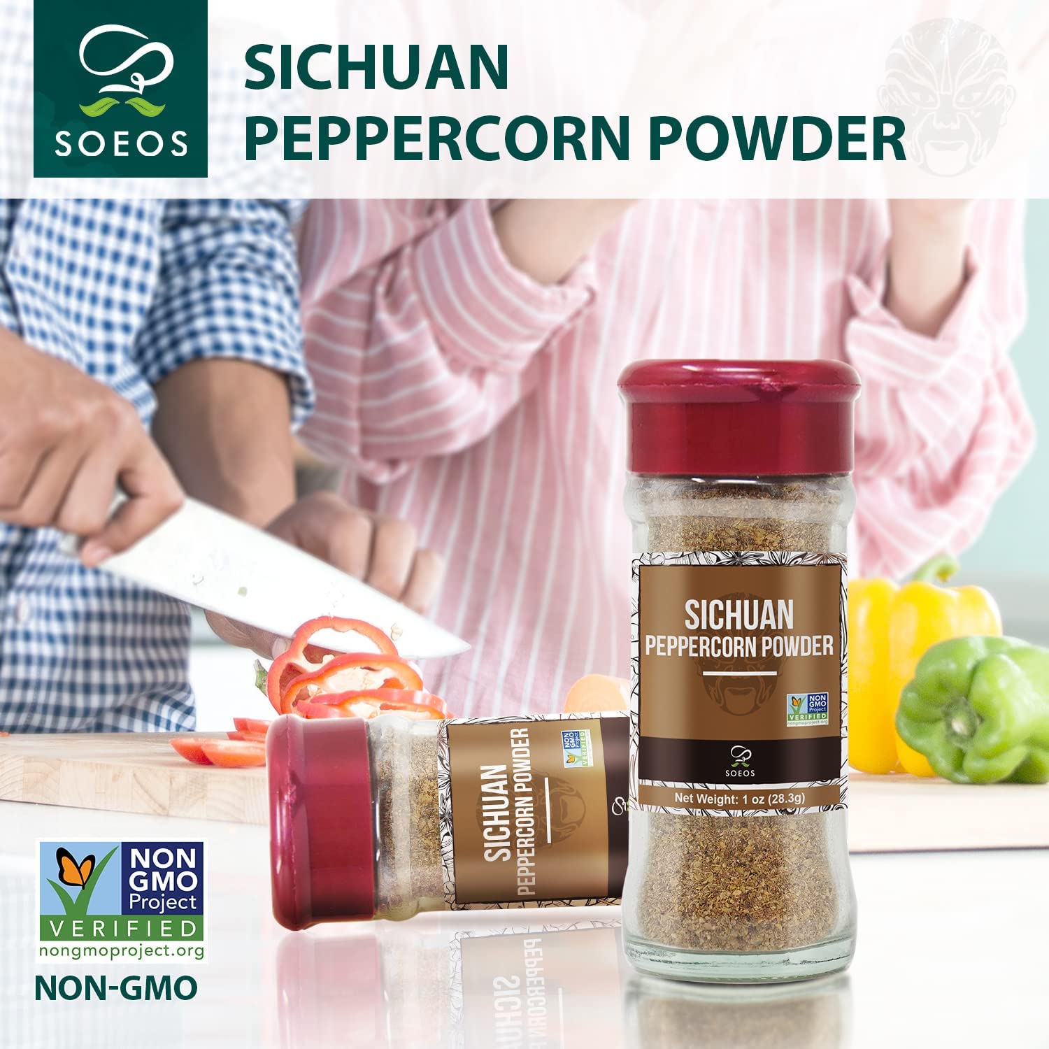 Soeos Premium Sichuan Peppercorn Powder 1oz (28.3g) - Non-GMO Verified Szechuan Peppercorn Spice - Ground Green Sichuan Peppercorns for Authentic Chinese Cooking - Perfect for Mapo Tofu, Hot Pot, Stir-Fry & Asian Dishes