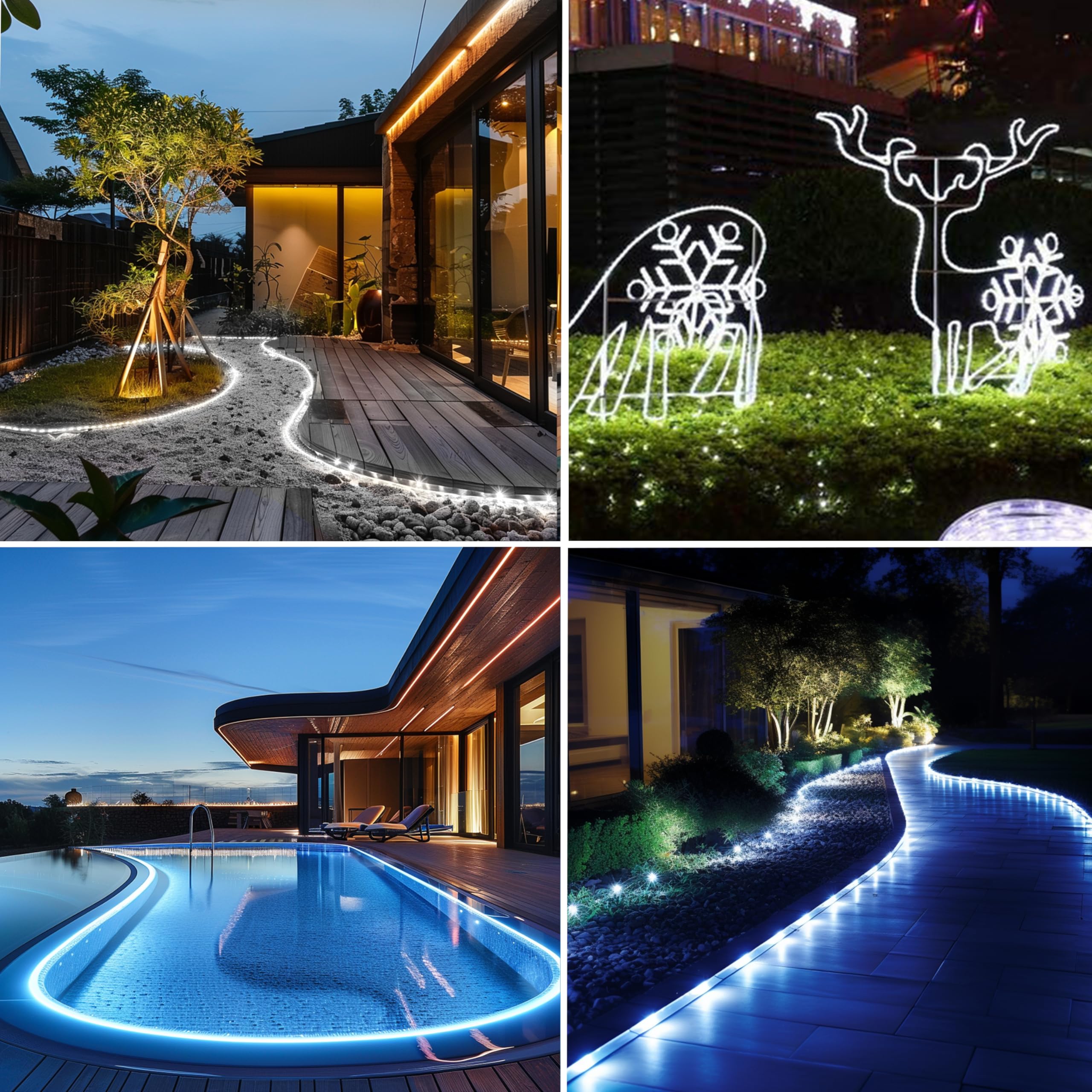 200 LED Solar Rope Lights - 66 Feet Waterproof Outdoor Solar String Lights with 8 Lighting Modes | Cool White Solar Fairy Lights for Garden, Patio, Pool, Christmas, Wedding & Party Decorations | Perfect for Backyard, Landscape, Holiday and Special Event Lighting