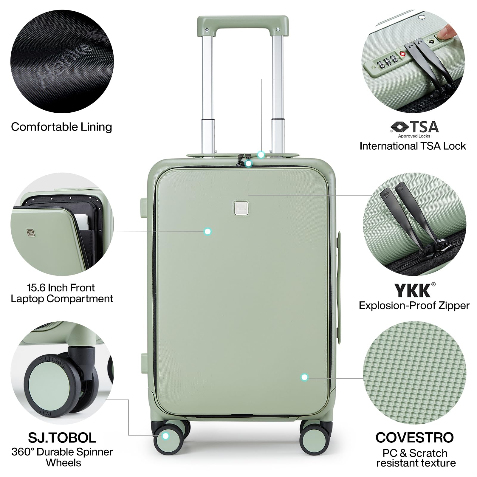 20 Inch Hanke Carry On Luggage - Airline Approved Hardshell Suitcase with 360° Spinner Wheels, Lightweight Travel Luggage for 2-3 Day Business Trips & Weekend Getaways | Perfect for Business Travelers & Short Vacations