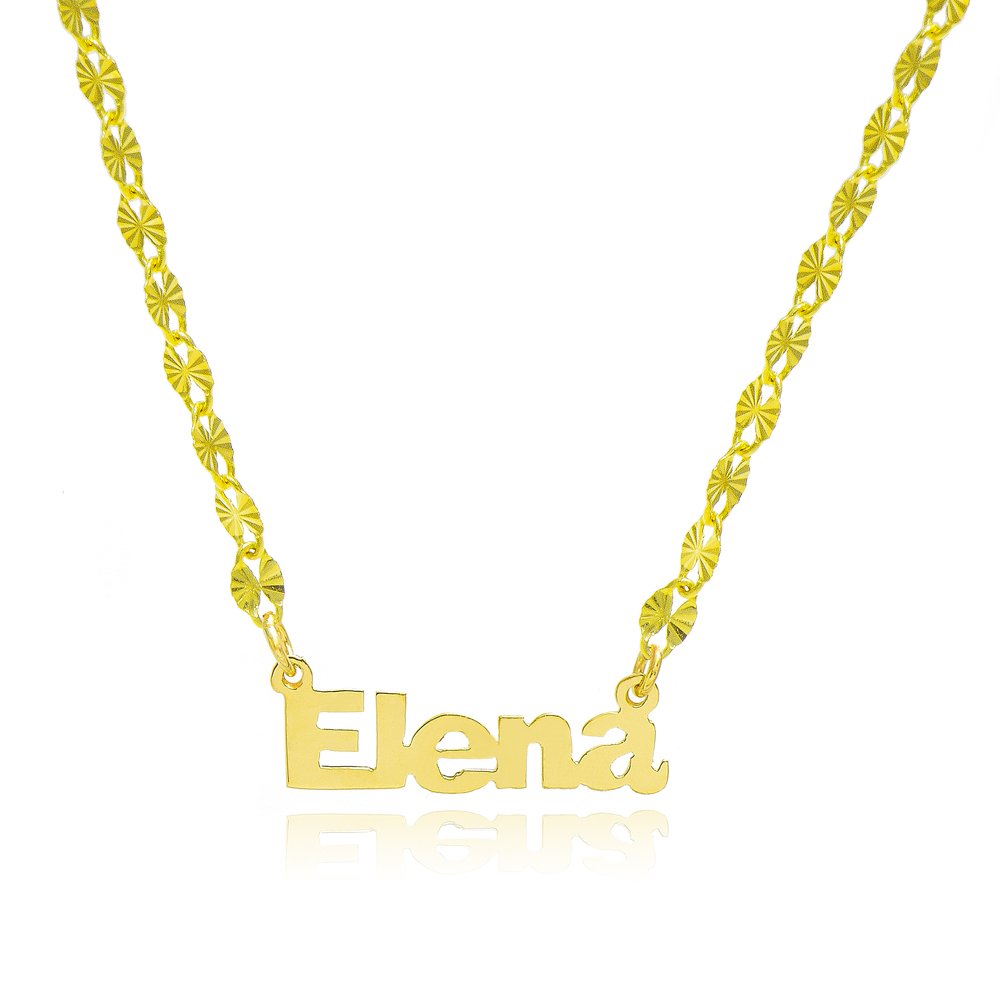 14K Yellow Gold Personalized Name Necklace - Custom Engraved Any Name - Perfect Gift for Women, Mom, Wife, Girlfriend - Birthday, Anniversary, Valentine's Day Jewelry