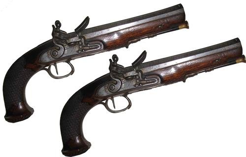 Vintage Dueling Pistols & Musket Rifle Wall Art - Glossy Poster Photo Print for Home Decor, Man Cave, Office & Western Theme Rooms