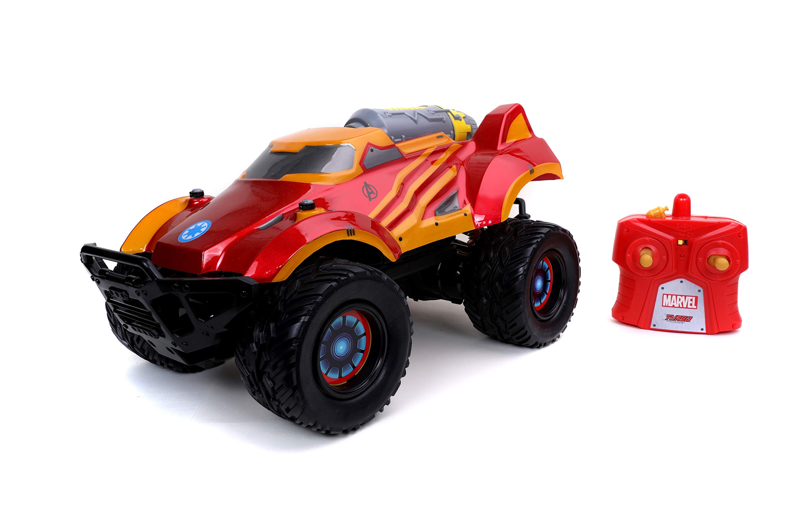 Jada Toys Marvel Avengers 1:14 Iron Man Iron Thruster RC Remote Control Car - Collectible Superhero Toy for Kids & Adults (32126) | Perfect for Playtime, Gifts & Marvel Fan Collections