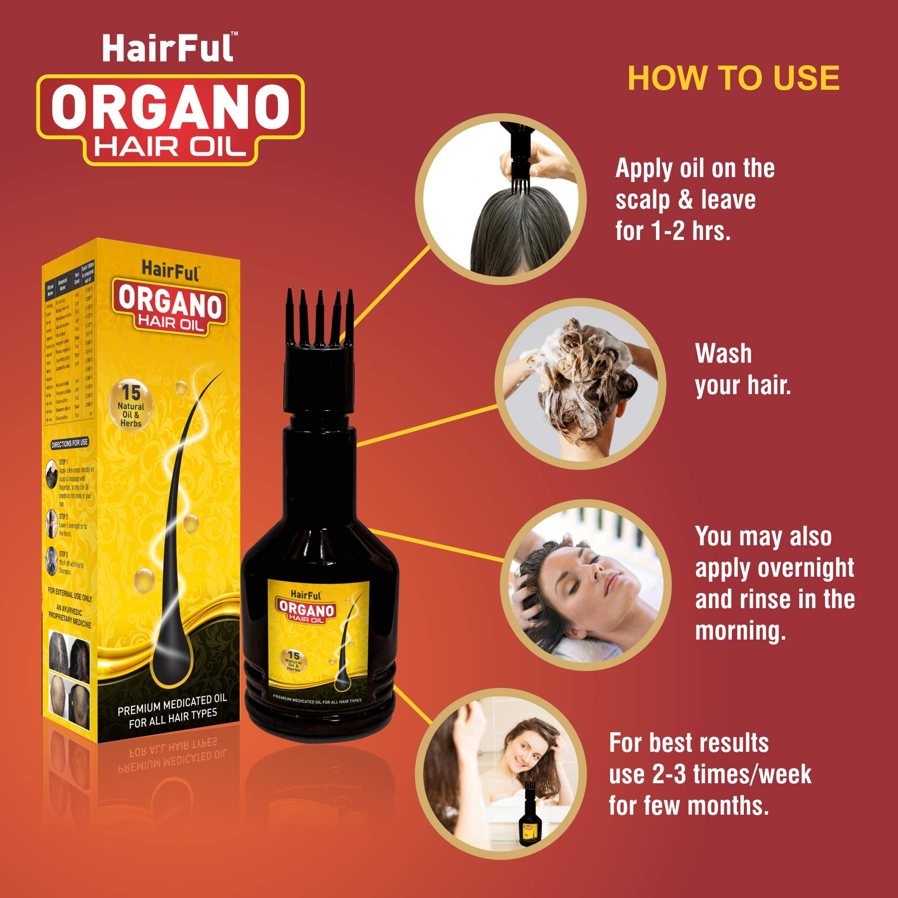 Organic Ayurvedic Hair Oil for Hair Growth & Scalp Health - 100% Natural Hair Treatment with Herbs - Pack of 2 (240ml) - Perfect for Daily Nourishment & Styling