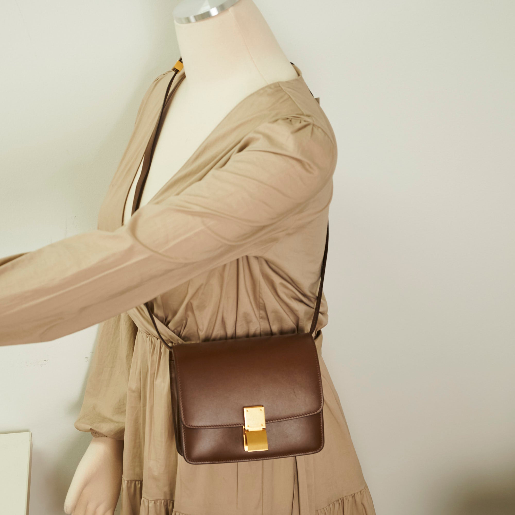Celine Small Box Bag in Tan Leather - Elegant Crossbody Handbag for Women | Perfect for Work, Travel & Everyday Use