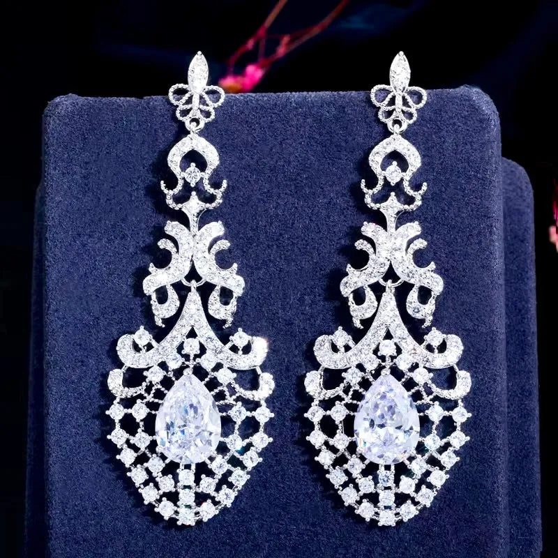 Charity Cubic Zirconia Bridal Earrings - Sterling Silver & Gold Plated Wedding Jewelry for Brides, Bridesmaids & Formal Occasions