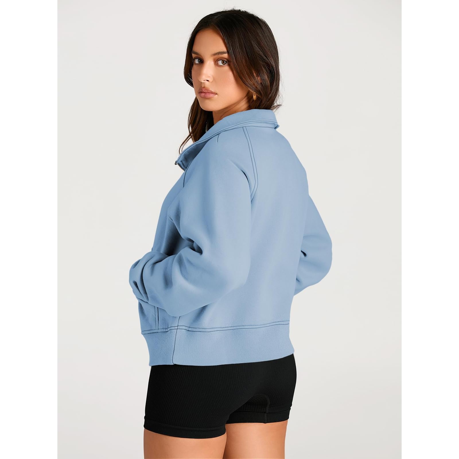 Women's Half Zip Cropped Fleece Pullover Hoodie - Y2K Style Quarter Zipper Thumb Hole Sweatshirt for Fall Casual Outfits | Perfect for Layering, Streetwear & Cozy Autumn Days