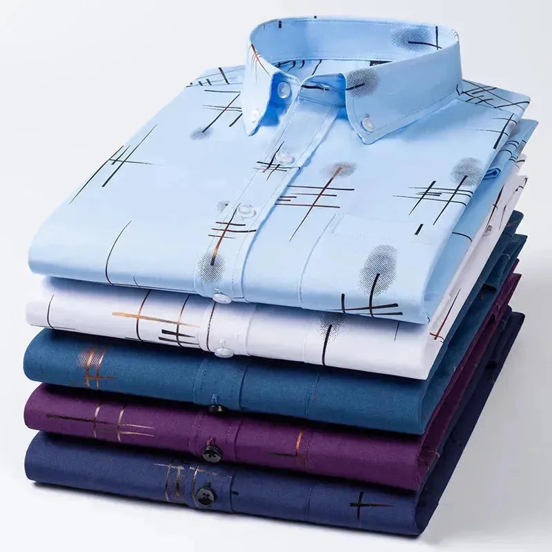 Men's Striped Dress Shirt - Slim Fit Formal Business Shirt for Office, Wedding & Special Occasions