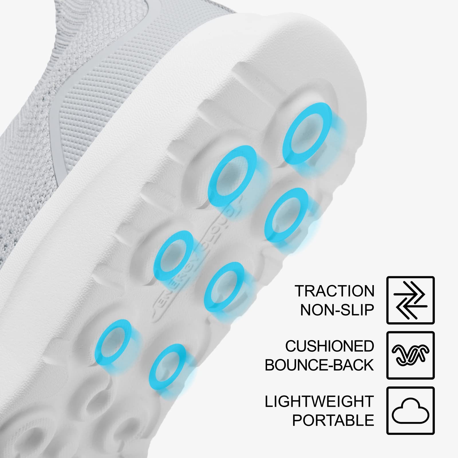 ALEADER Women's Slip On Energycloud Walking Shoes - Stretch Knit Sneakers for Women, Breathable Athletic Tennis Shoes for Walking, Running & Gym Workouts - Perfect for Casual Wear, Travel & Outdoor Activities