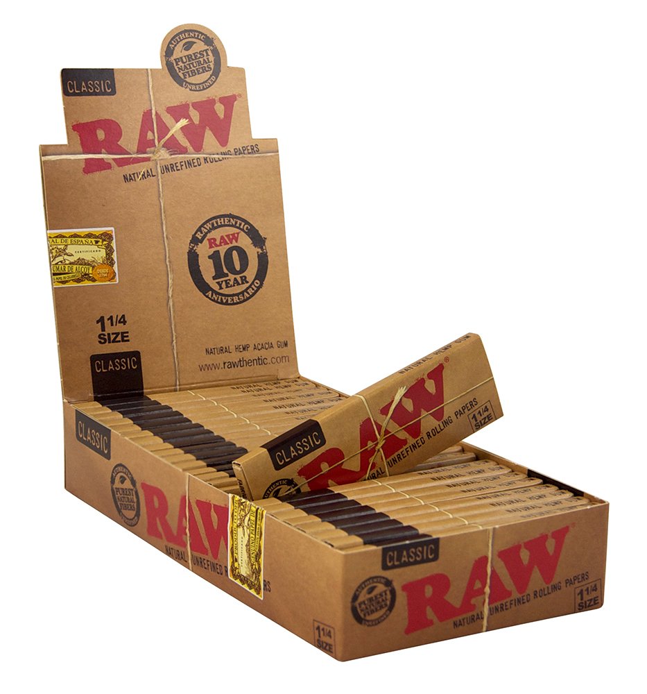 RAW Classic 1 1/4 1.25 Medium Rolling Papers - 24 Pack | Fast Shipping | Perfect for Rolling Cigarettes, Joints & Herbal Blends
