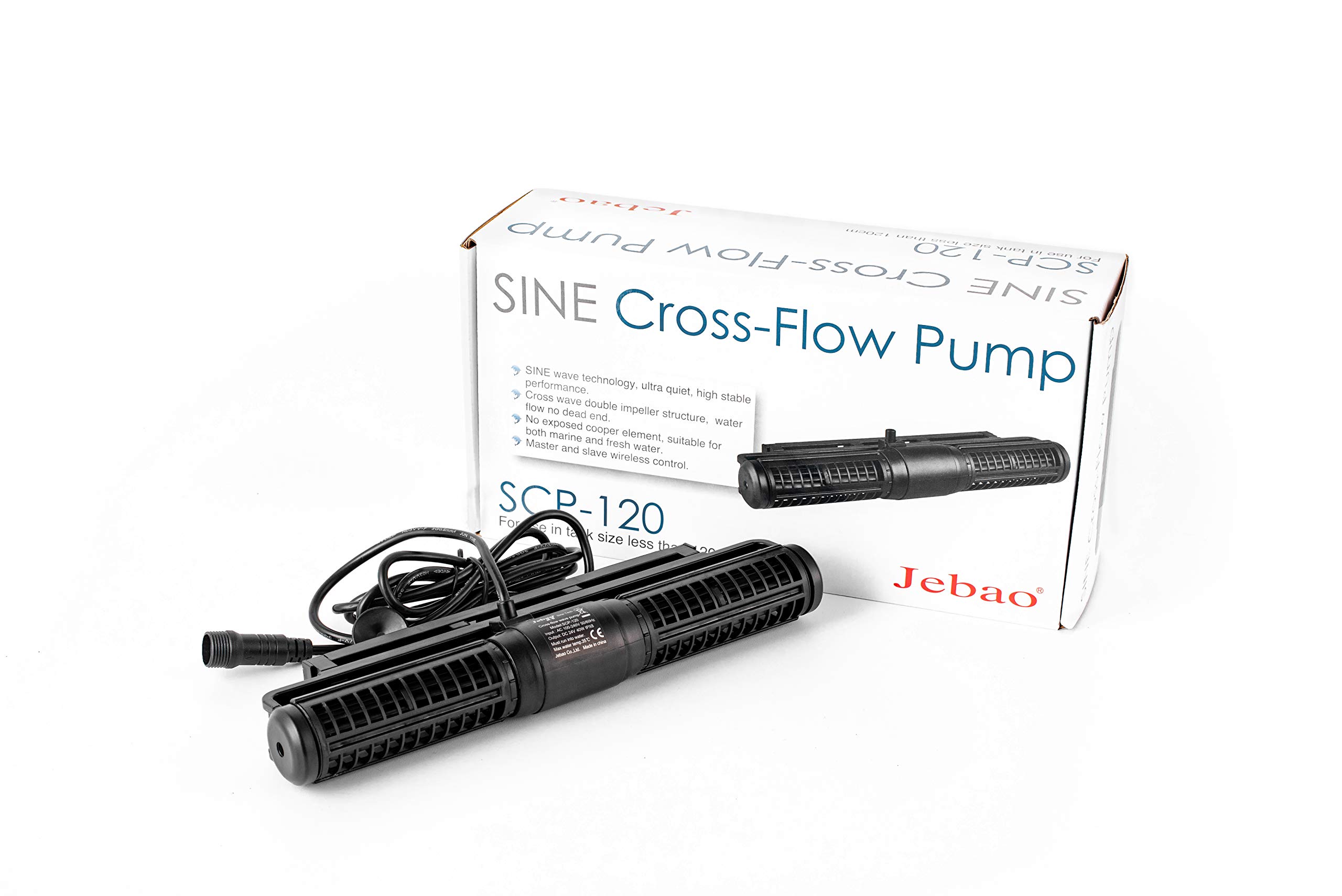 Jebao SCP-120 Sine Wave Cross Flow Pump with Controller for Aquarium, Fish Tank & Saltwater Reef - Powerful & Quiet Water Circulation for Marine Life