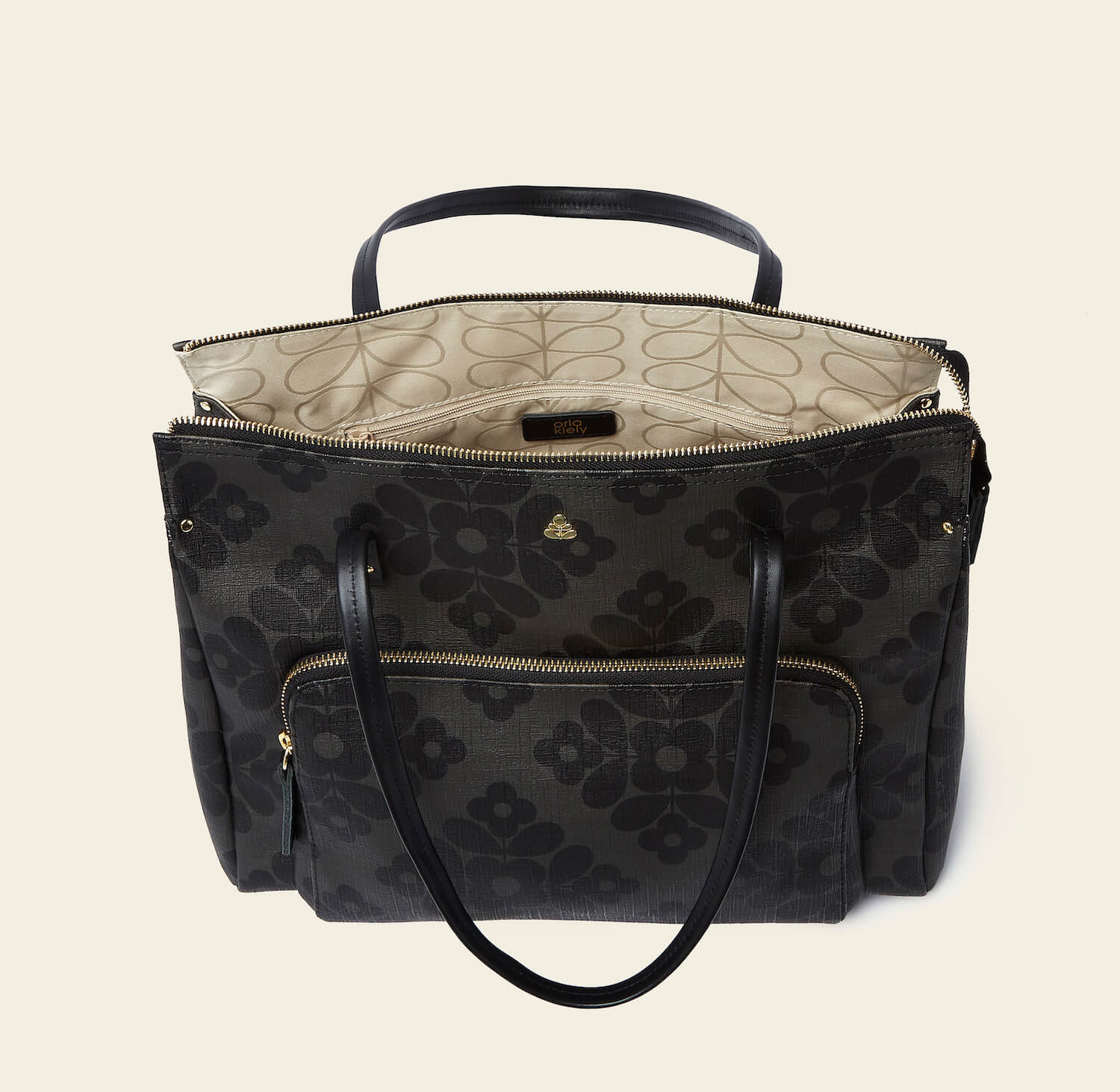 Watson Tote Bag - Stylish Flower Tile Charcoal Pattern - Perfect for Work, Travel & Shopping