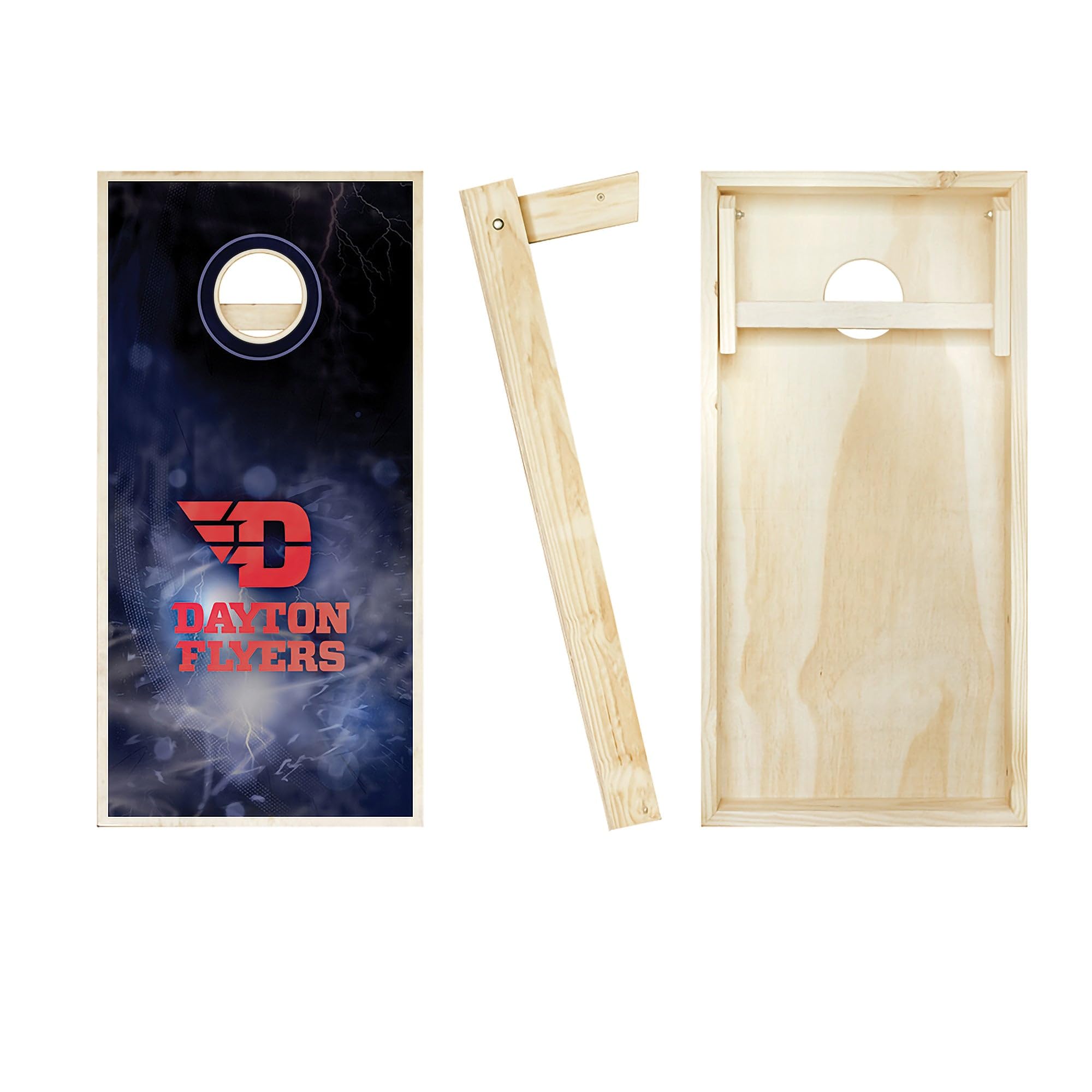 Premium Dayton Smoke Cornhole Game Set - 2 Regulation-Sized Boards & 8 Custom Team Logo Bags for Outdoor Tailgating, Backyard BBQs, and College Parties