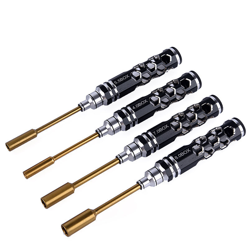4-Piece Flathead & Phillips Screwdriver Set with Hex Nut Driver - Perfect for RC 1/10 Cars & 1/14 Trucks - Essential Tool Kit for RC Vehicle Maintenance and Repair