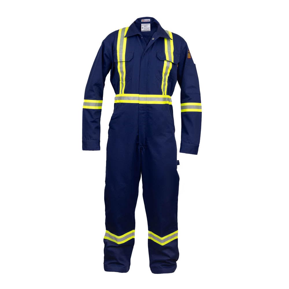 Flame Resistant FR High Visibility Coveralls - OSHA Compliant Safety Workwear for Construction, Road Work & Emergency Response