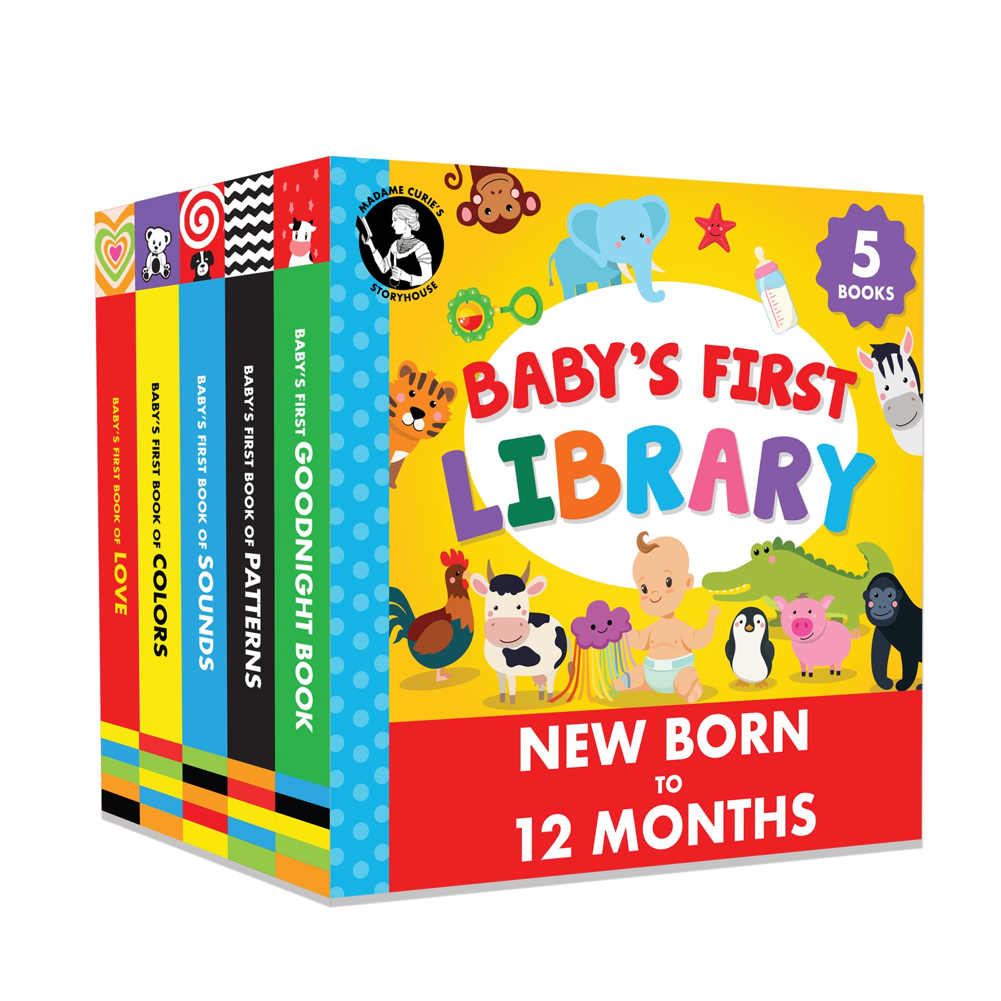 Madame Curie Baby Board Books | Toys for 0-1 Year Olds | Perfect for Newborn Learning & Play