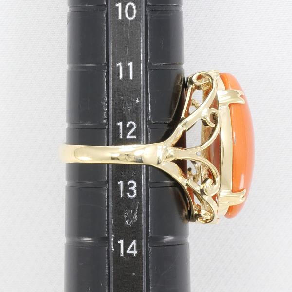 18K Yellow Gold Coral Ring for Women - Elegant Handmade Jewelry Gift for Her - Perfect for Weddings, Anniversaries & Special Occasions
