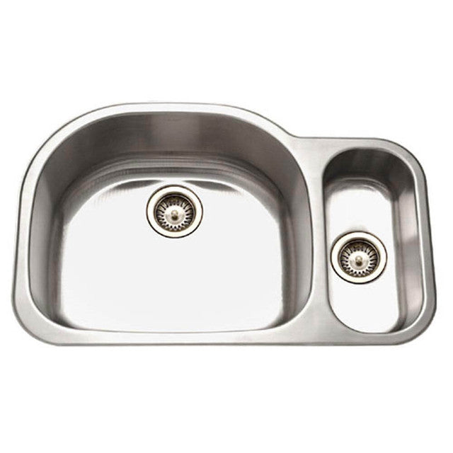 Houzer Medallion Series 32-Inch Stainless Steel Undermount Double Bowl Kitchen Sink with Strainer - 80/20 Design for Modern Kitchens, Dishwashing & Food Prep