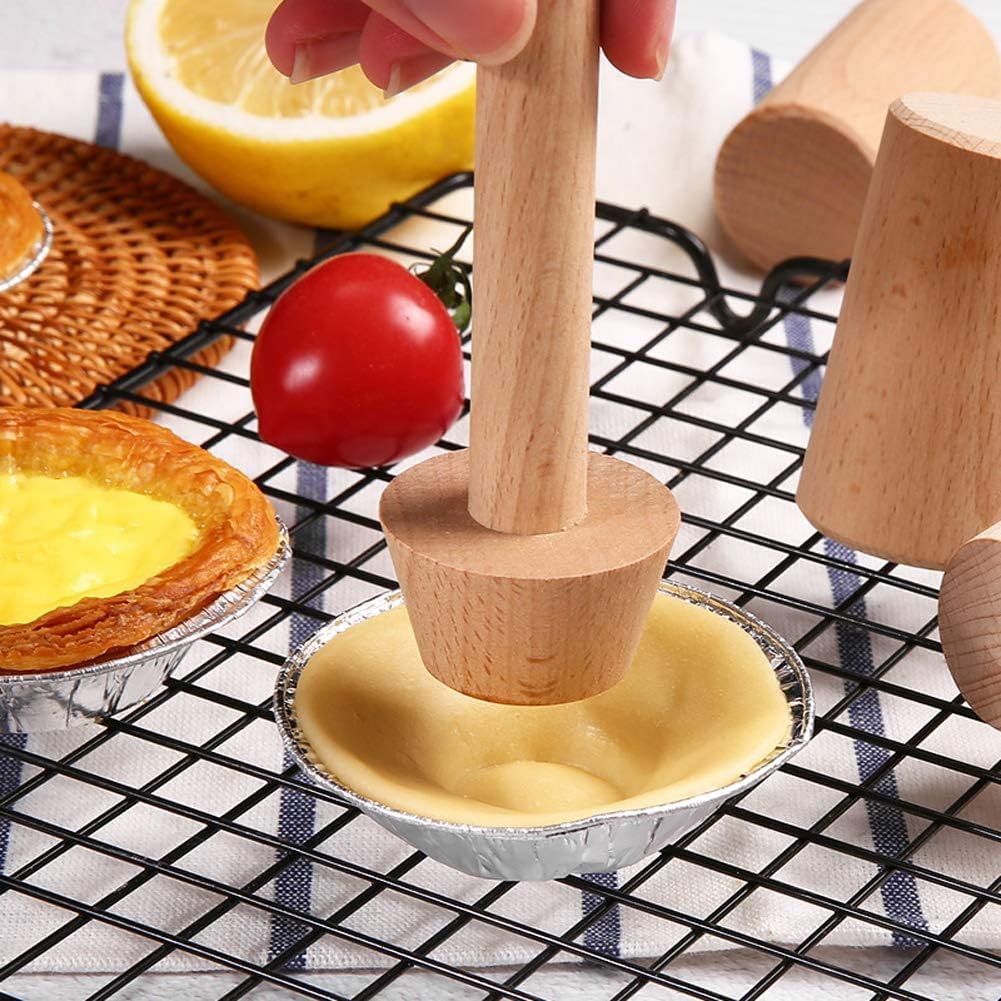 Wooden Pastry Tamper - Double Sided DIY Cake & Pie Dough Pusher - Egg Tart Mold for Baking - Essential Kitchen Tool for Desserts, Tarts, Cookies & Party Baking (Perfect for Home Bakers & Professional Chefs)