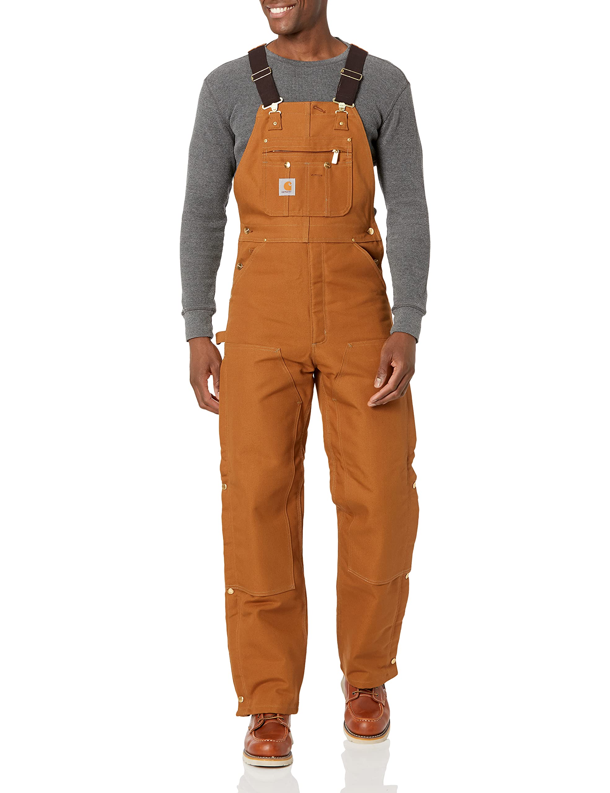 Carhartt Men's Quilt-Lined Zip-to-Thigh Bib Overalls R41 - Durable Workwear for Construction, Farming & Outdoor Activities