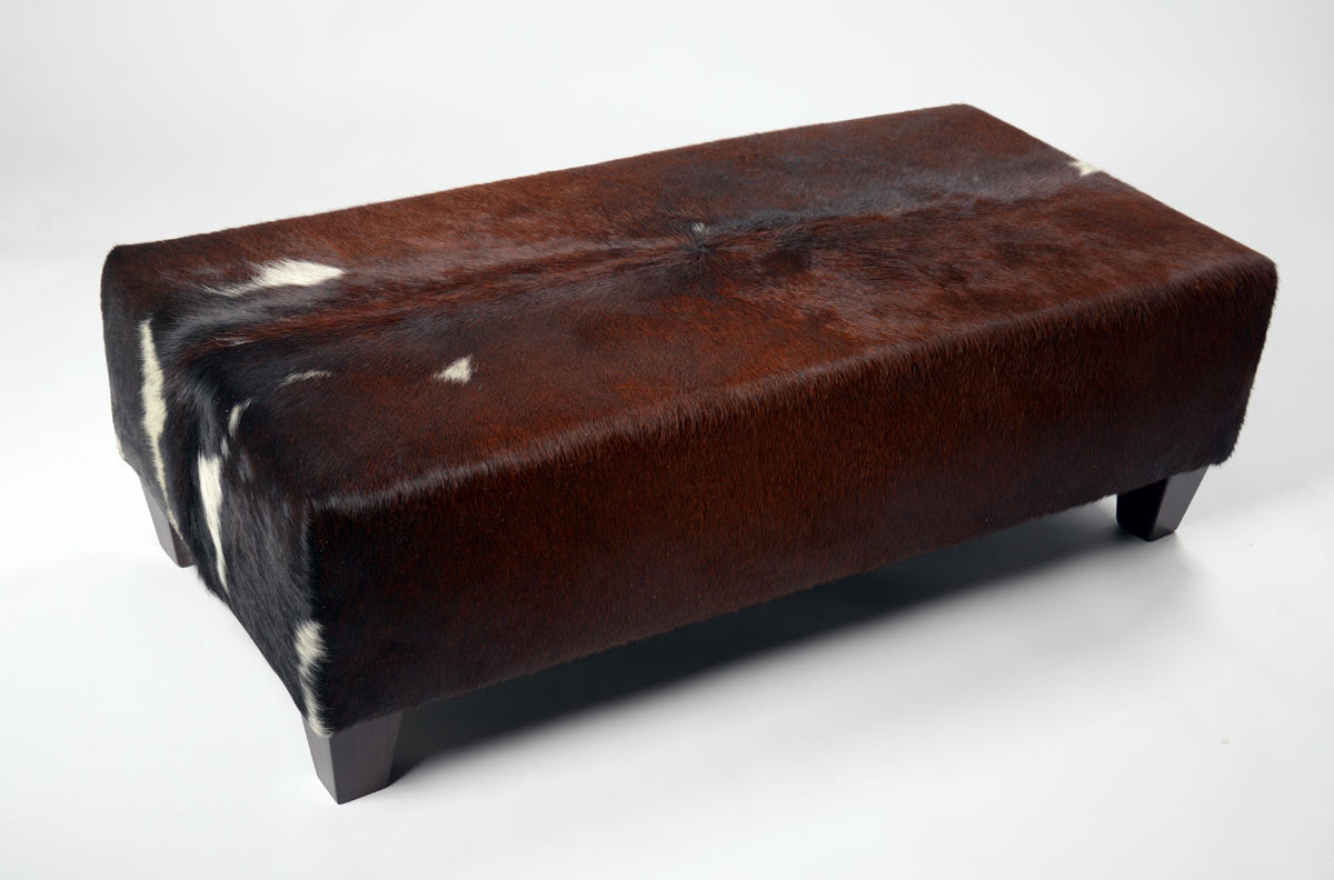 Premium Cowhide Ottoman with Solid Wood Legs - 47