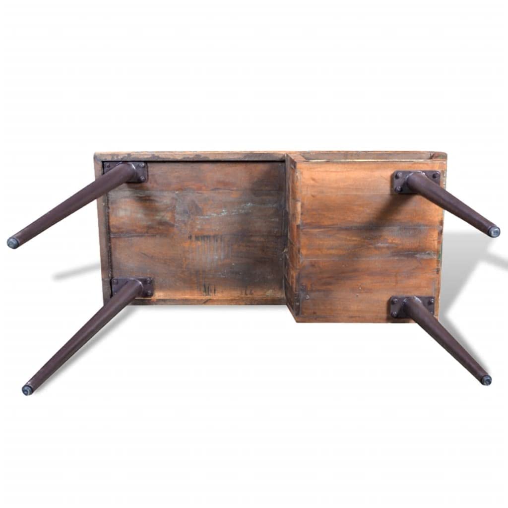 CHARMMA Reclaimed Wood Desk with Iron Legs - 20.95KG - Rustic Industrial Home Office Desk for Small Spaces, Study & Workstation - Perfect for Modern Farmhouse & Loft Style Decor