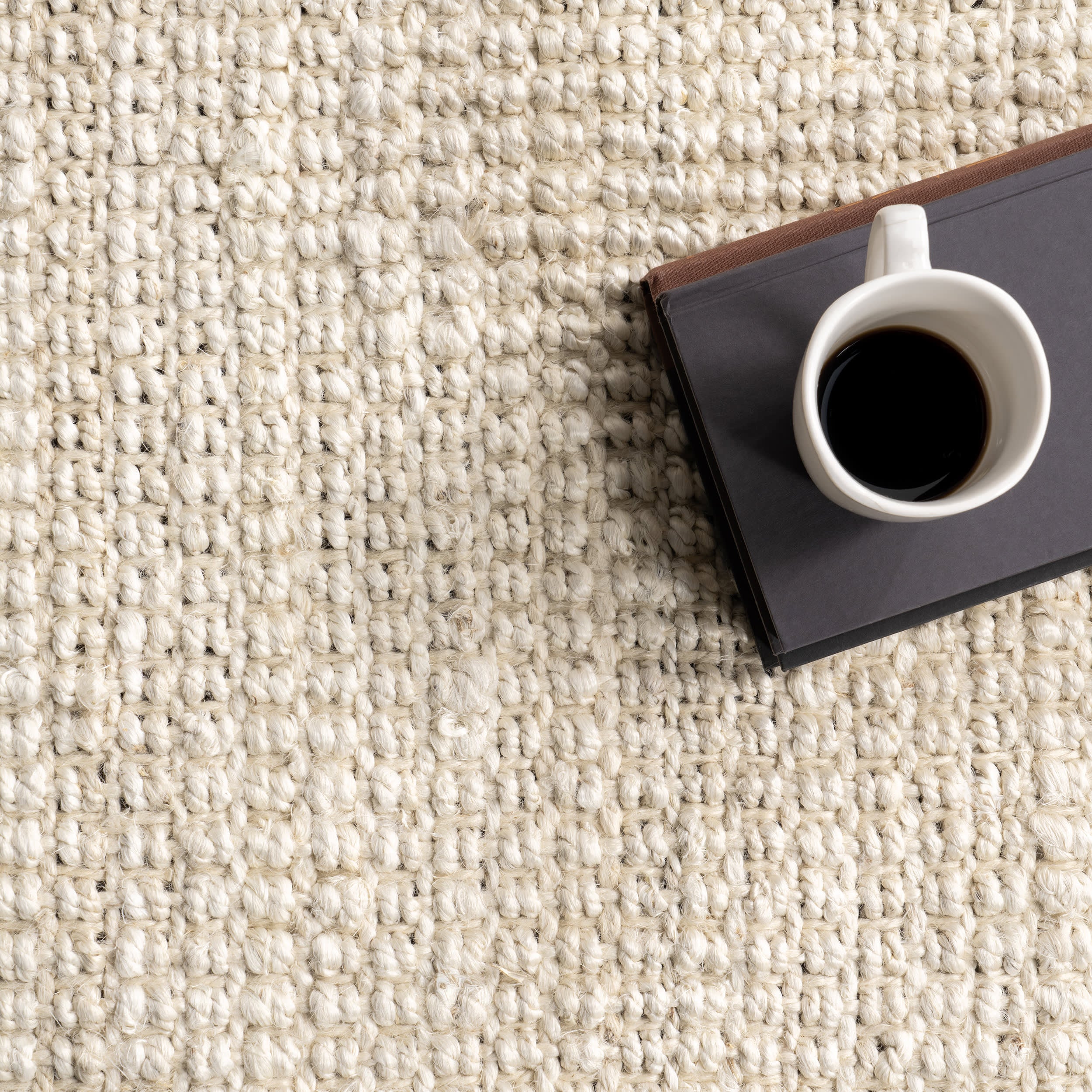 Chunky Jute Tasseled Rug - Natural Off White Handwoven Boho Chic Area Rug for Living Room, Bedroom & Nursery Decor