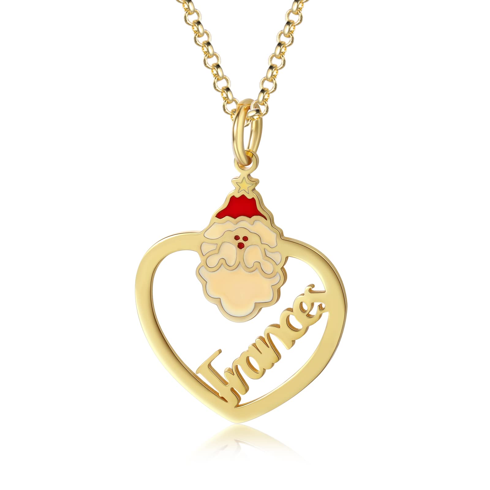 ALBERTBAND Personalized Name Necklace for Women - Custom Christmas Snowflake & Santa Claus Charm Necklace - Unique Gingerbread Man Pendant - Thoughtful Mothers & Family Name Jewelry Gift (Perfect for Christmas, Anniversaries & Special Occasions)