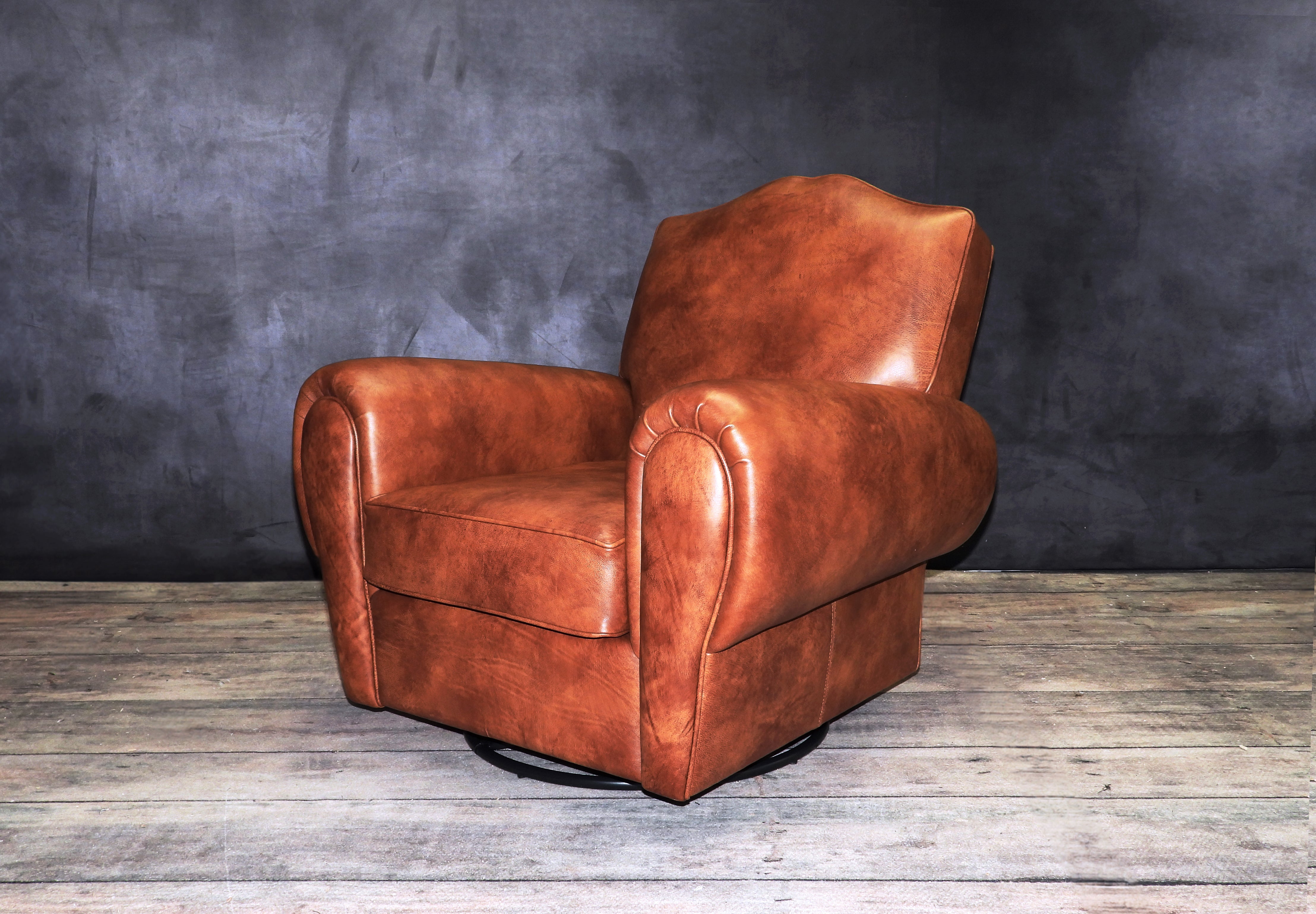 Premium Moustache Leather Cigar Swivel Chair - Stylish Office & Lounge Recliner for Home & Commercial Use