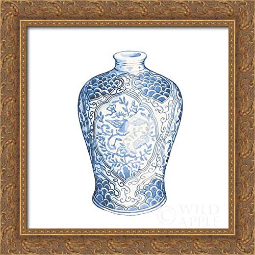 Wild Apple Portfolio 20x20 Inch Gold Ornate Framed Canvas Art Print - Ginger Jar I on White Background | Elegant Wall Decor for Living Room, Bedroom & Office