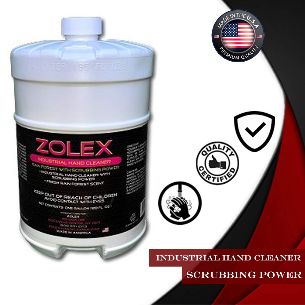 Zolex Citrus Hand Cleaner with Scrubbing Power - 4 Pack (1 Gallon Each) + Free Dispenser - Heavy Duty Degreaser for Mechanics, Auto Shops & Industrial Use