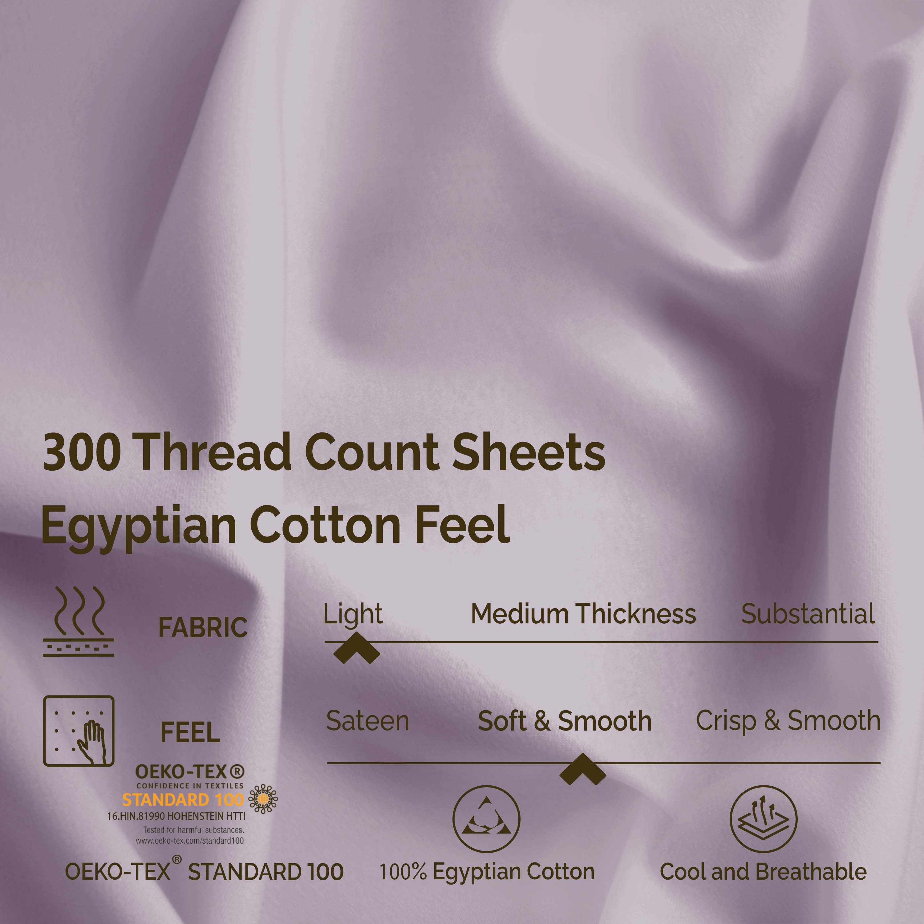 Premium 100% Egyptian Cotton 300 Thread Count Bed Sheet Set - Queen Size, Soft & Breathable for All-Season Comfort - Perfect for Luxury Bedrooms, Hotels, and Guest Rooms