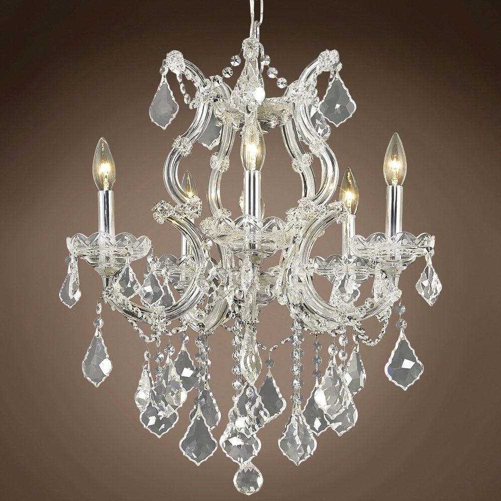 Maria Theresa 6-Light Chrome Chandelier with Swarovski Crystals for Elegant Dining Room