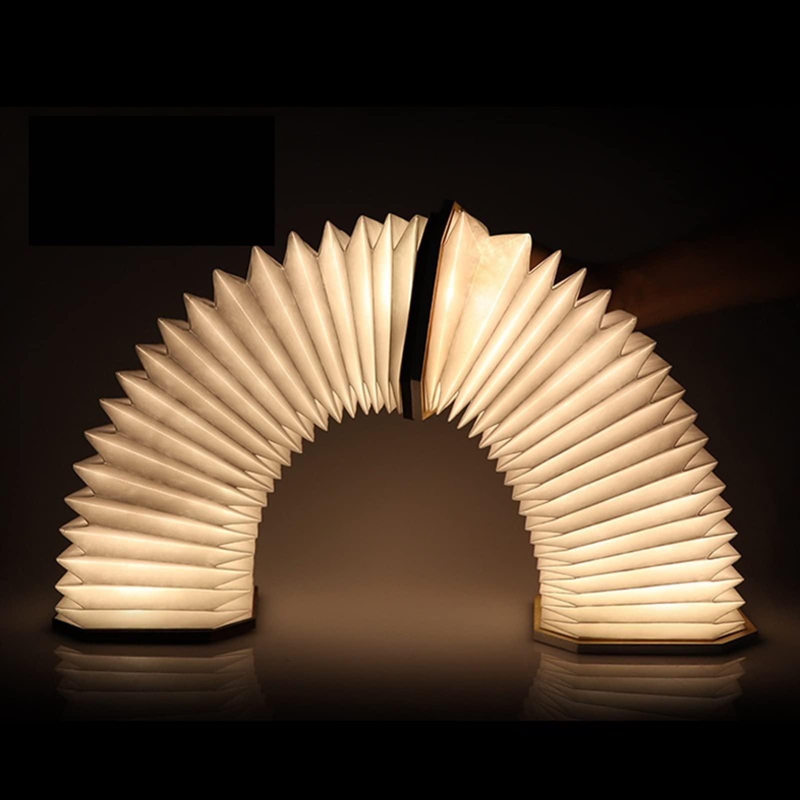 TOMYEUS Wooden Flip Book Desk Lamp - USB Charging Portable LED Light for Night Reading, Study, Office & Bedroom - Creative Folding Organ Light Gift Idea for Home Decor & Workspace