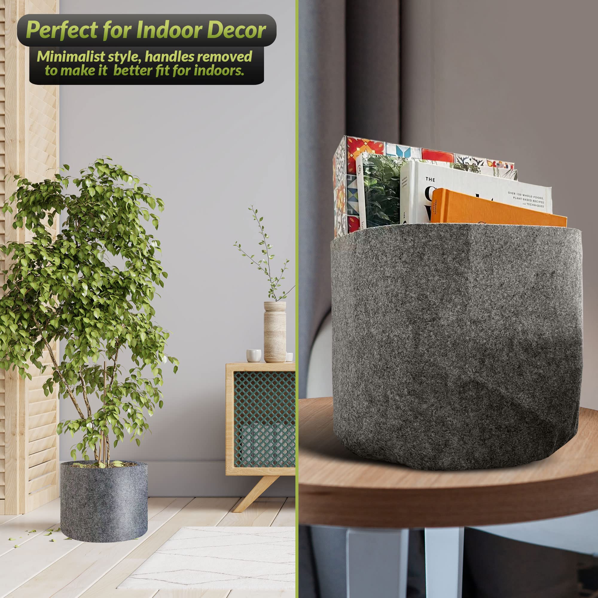 **5-Pack Heavy Duty Non-Woven Fabric Grow Bags – 5 Gallon Large Plant Pots Without Handles – Breathable for Healthy Root Growth – Ideal for Indoor Plants, Vegetables, Herbs – Speckled Grey – Perfect for Home Gardening & Urban Farming**
