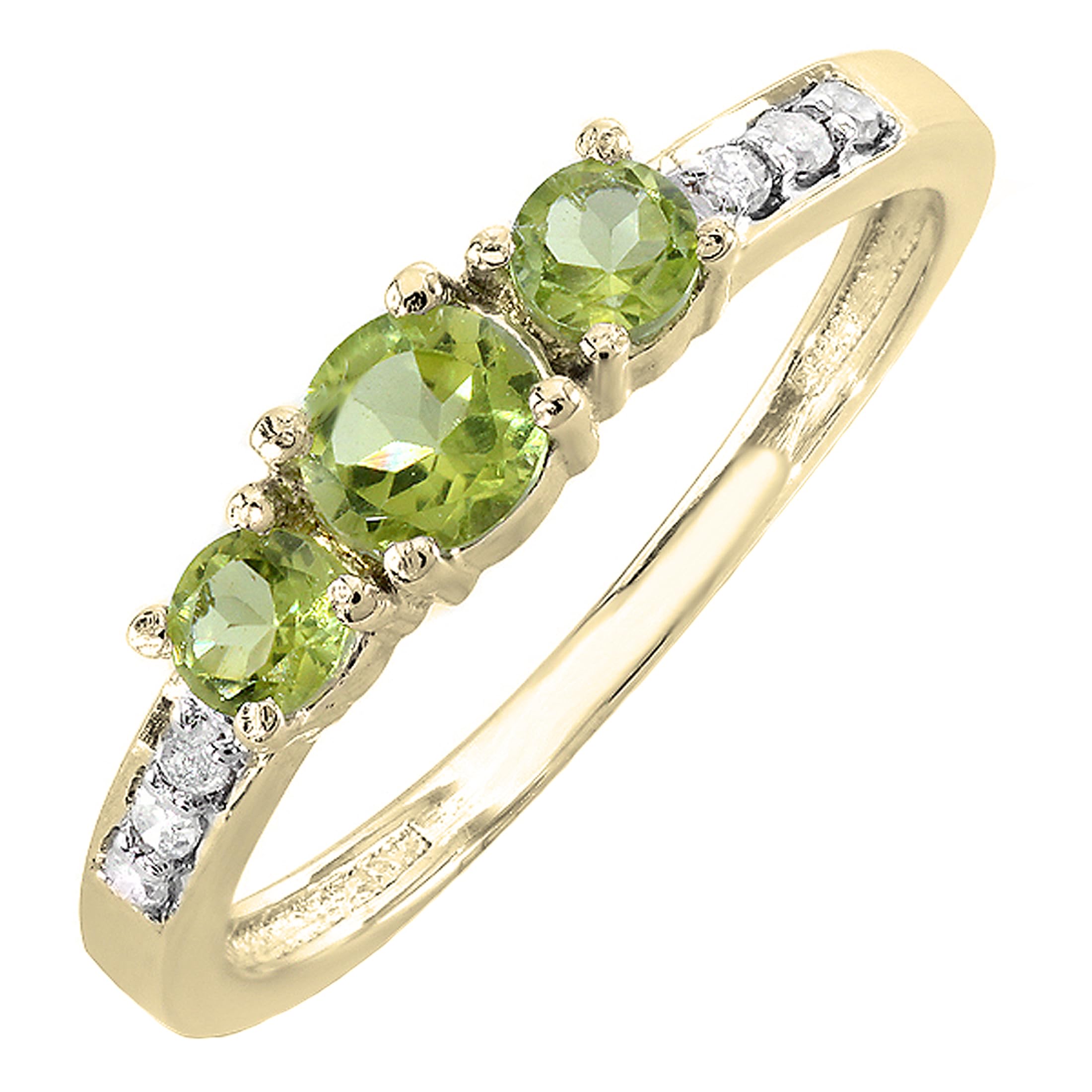 Dazzlingrock Collection 10K Solid Yellow Gold Round Gemstone & White Diamond Three Stone Women's Engagement Ring – Perfect for Proposals, Anniversaries, and Special Occasions