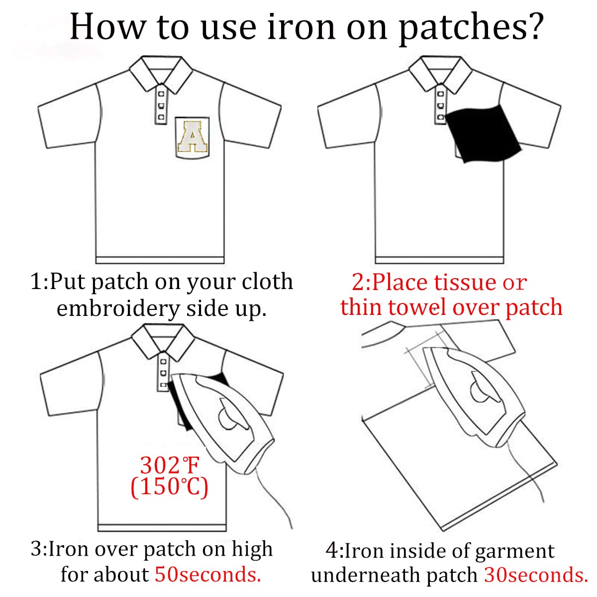 Varsity Letter Patches - White Iron-On Chenille Letters for Clothing & Backpacks (6-Piece Set, 3.14 Inch Height, Letter G) - Perfect for Customizing Jackets, Jeans, School Bags & DIY Crafts