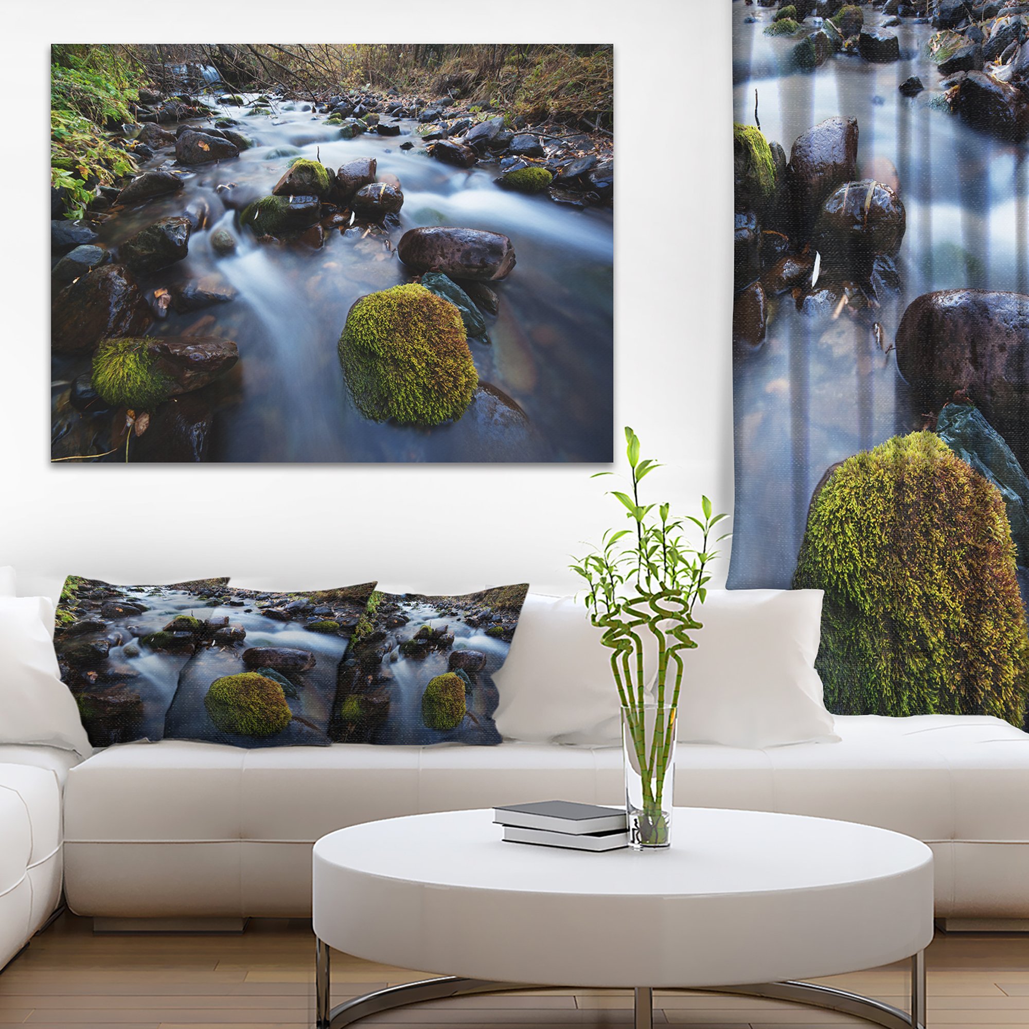 Fast Flowing Mountain River Landscape Photography Canvas Art Print - Nature Wall Decor for Living Room, Bedroom & Office - Scenic Wilderness Wall Art for Home & Commercial Spaces